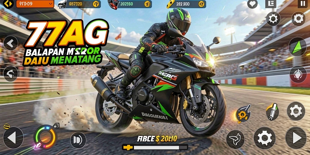 Screenshot gameplay balapan motor yang seru dan menegangkan.