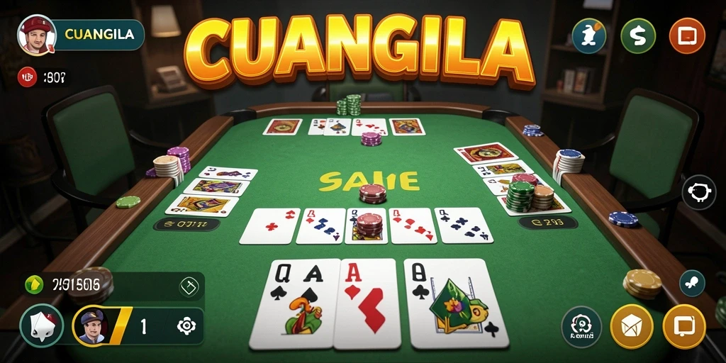 Tampilan gameplay CUANGILA dengan suasana permainan Gaple yang menarik.
