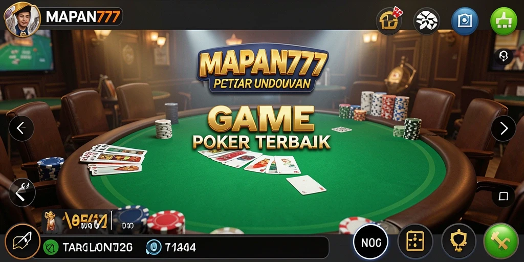Tampilan gameplay MAPAN777 menunjukkan aksi seru di meja Poker.