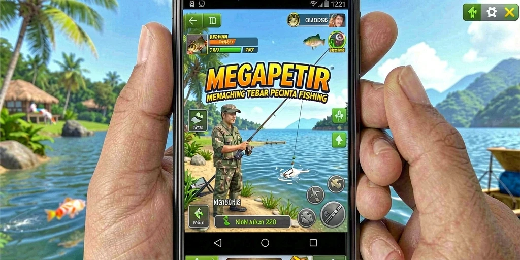 Tampilan menangkap ikan yang seru dalam MEGAPETIR.