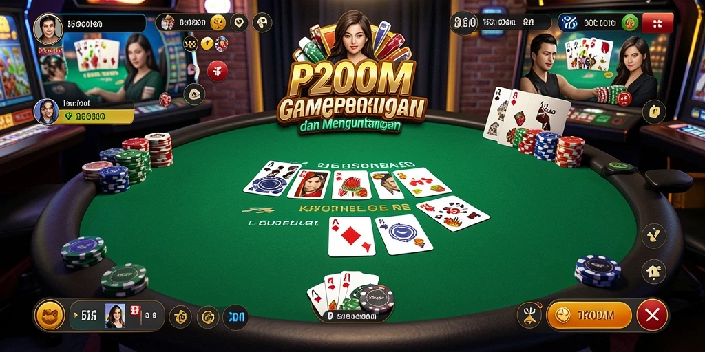 Tampilan gameplay Poker yang mendebarkan di P200M.