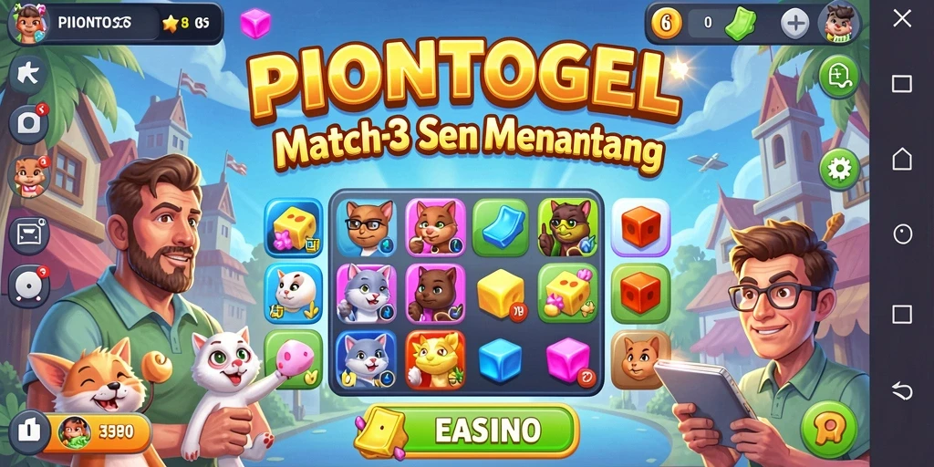 Tampilan gameplay seru permainan Match-3 PIONTOGEL.