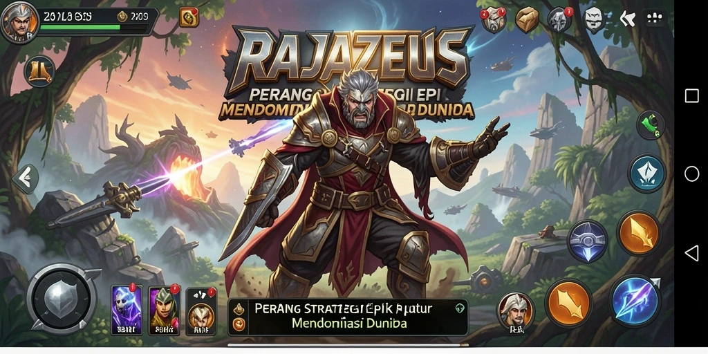 Tampilan gameplay RAJAZEUS yang menegangkan dan strategis.